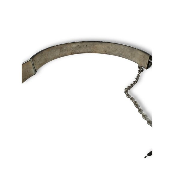 Vintage Sterling Silver Hinged Bangle Bracelet Safety Chain 7.25 K925TH - Picture 6 of 9